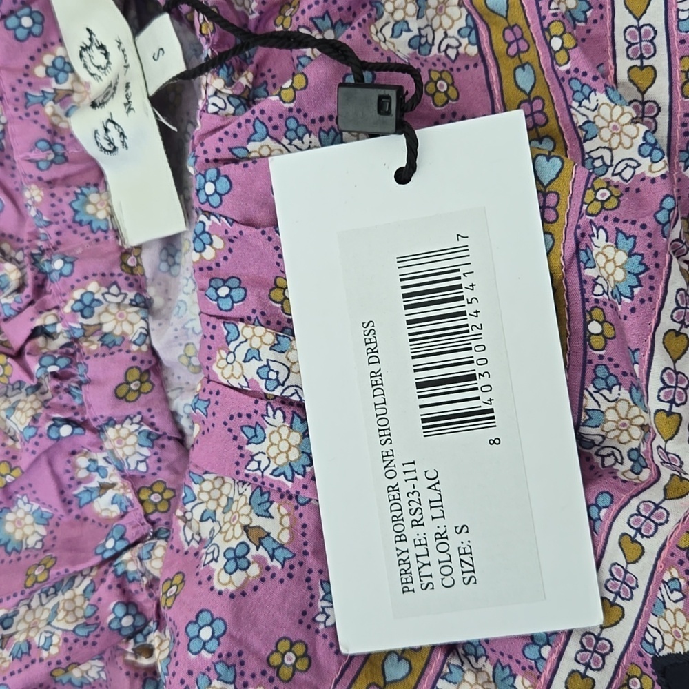 NWT Sea NY Perry One‎ Shoulder Midi Dress Purple Floral Border Print Size Small - Picture 13 of 16